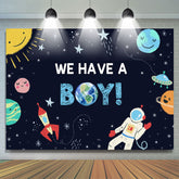 Wir Haben A Junge Karikatur Äußere Raum Rakete Astronaut Hintergrund